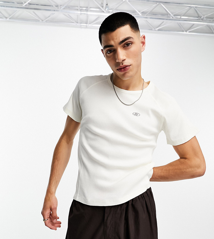 Reclaimed Vintage ribbed seam T-shirt in white-Neutral