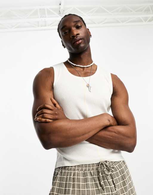 Reclaimed Vintage ribbed seam tank in ivory