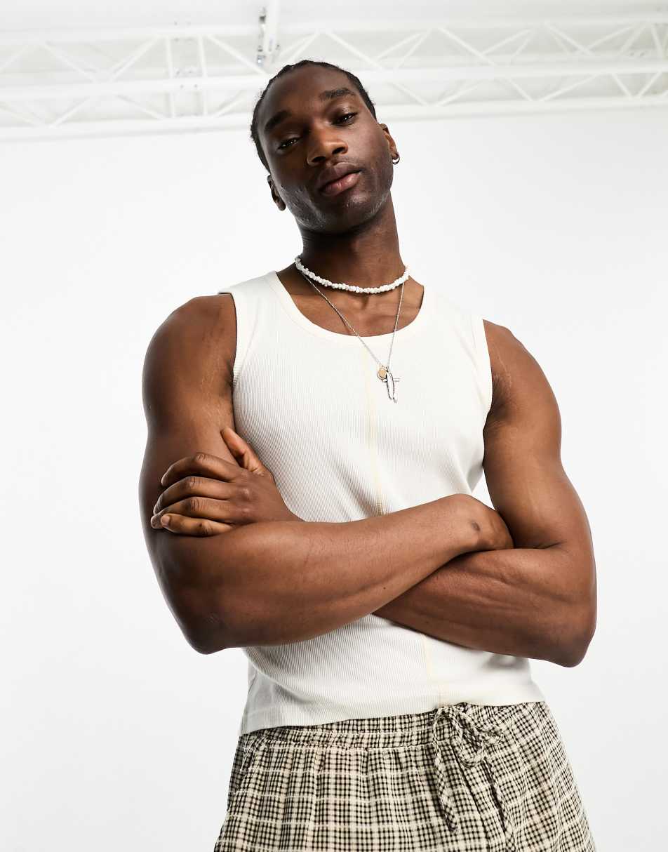 Reclaimed Vintage ribbed seam tank in ivory