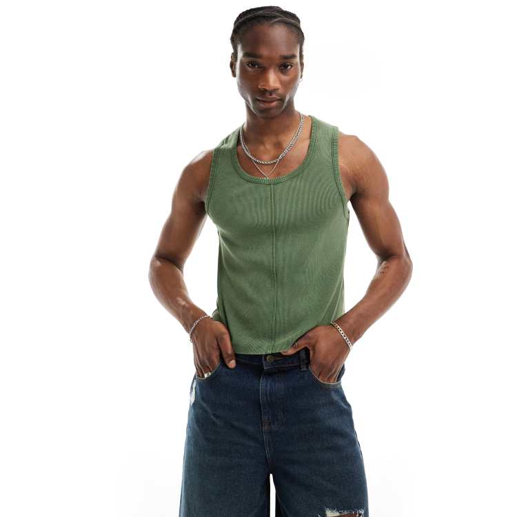 Reclaimed Vintage ribbed tank top with seaming detail in