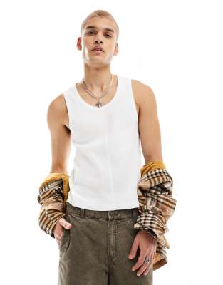 Reclaimed Vintage Ribbed Tank Top With Seaming Detail In White