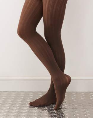 Reclaimed Vintage Ribbed Tights In Brown