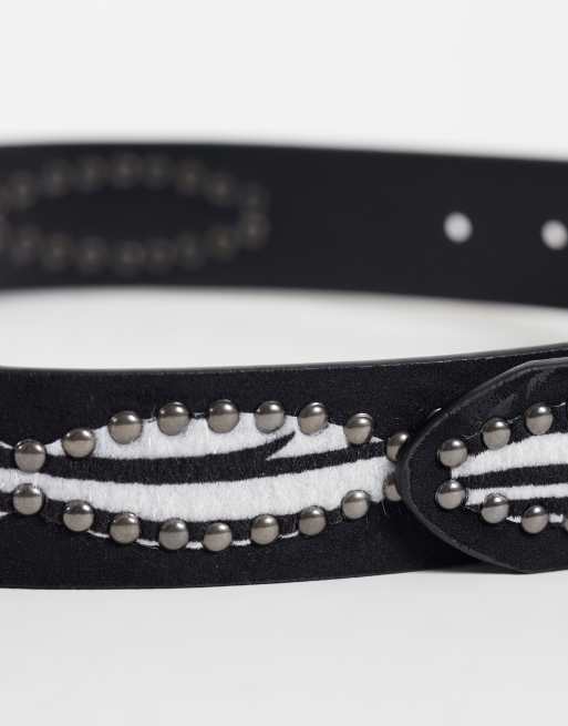 Reclaimed Vintage riem met zebra print in zwart, 3 van 3