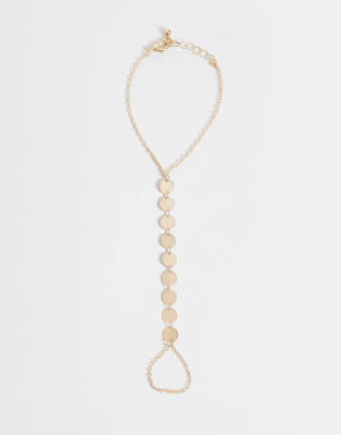 Reclaimed Vintage Ring Chain Link Bracelet With Disc In Gold