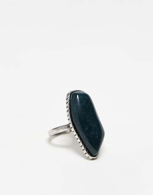 Reclaimed Vintage – Ring im Antik-Look aus Edelstahl mit Stein