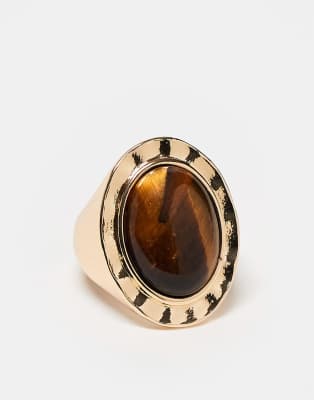 Reclaimed Vintage - Ring in Gold-Optik mit Sandstein-Goldfarben