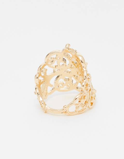 Reclaimed Vintage – Ring in Goldoptik mit durchbrochenem Design, 3 von 3