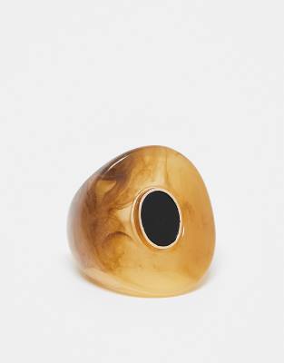 Reclaimed Vintage - Ring in Schildpattoptik mit Schmuckstein-Braun