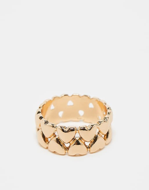 Reclaimed Vintage - Ring met hartjes in goud