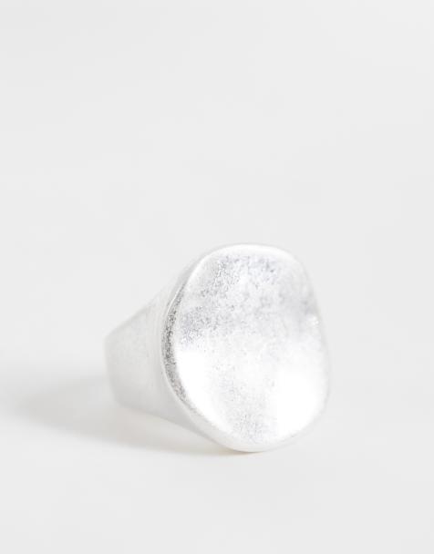 Reclaimed Vintage ring met ronde vorm in geborsteld zilver - view 1