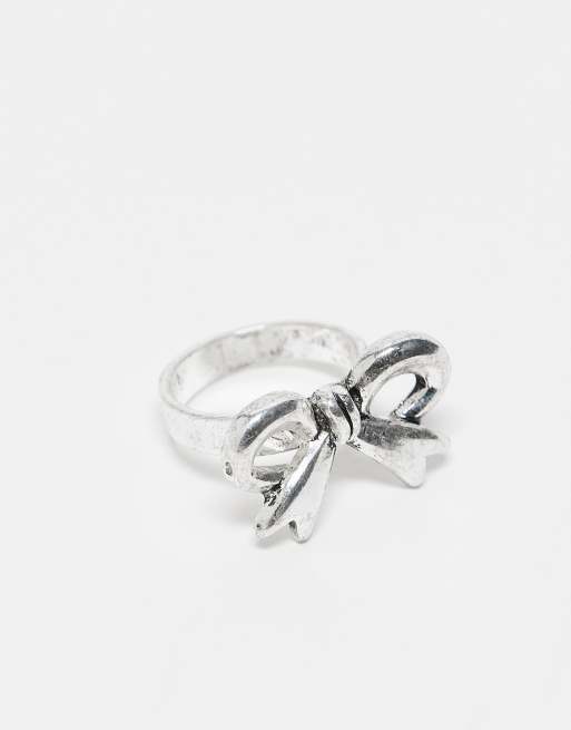Reclaimed Vintage - Ring met strik in geborsteld zilver