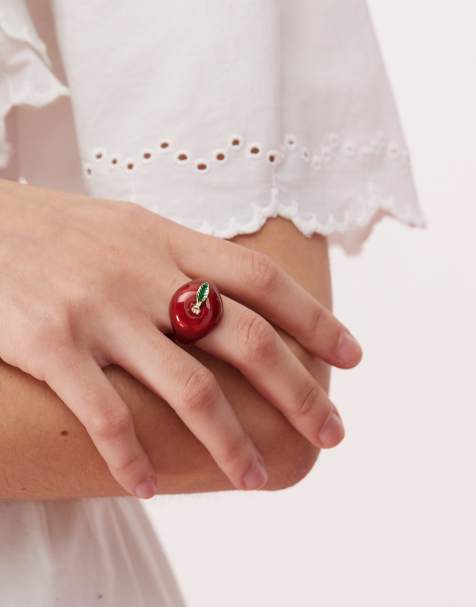 Reclaimed Vintage – Ring mit dickem roten Apfel-Motiv - view 1