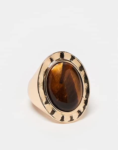 Reclaimed Vintage ring with sand stone in gold - view 1