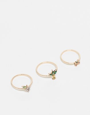 Reclaimed Vintage – Ringar med fruktdetaljer, 3-pack