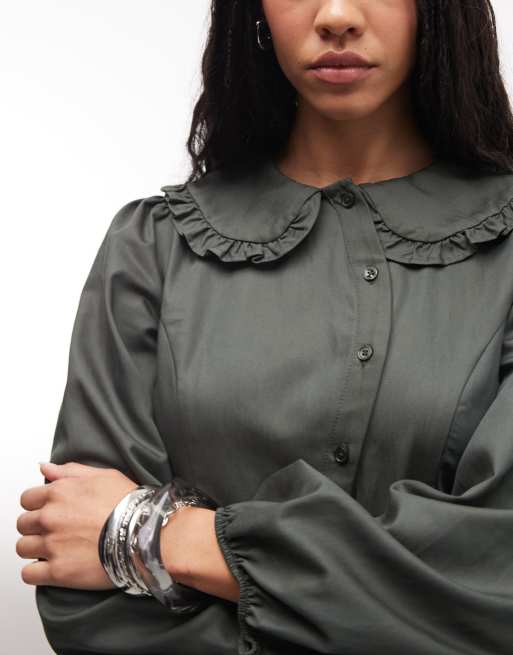 Reclaimed Vintage - Robe courte à patte de boutonnage asymétrique - Gris anthracite, 3 de 4