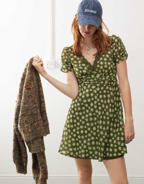 Reclaimed Vintage - Robe courte imprimée - Vert - view 1
