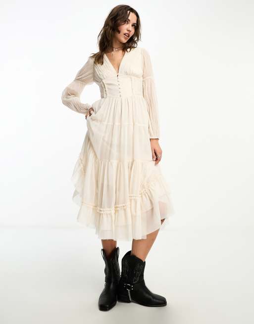 Reclaimed Vintage - Robe longue - Crème, 2 de 4