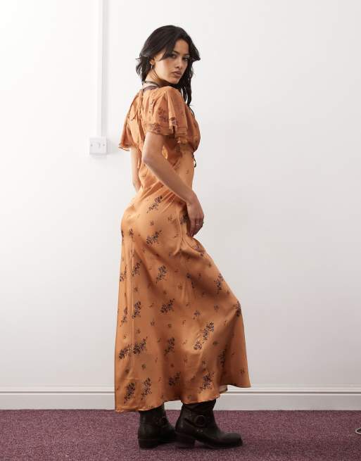 Reclaimed Vintage Robe retro mi longue a imprime fleurs