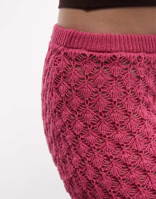 Reclaimed Vintage – Rock aus Häkelstrick in Rosa, Kombiteil, 3 von 5