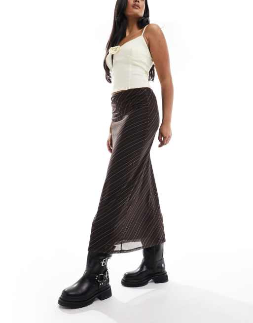 Reclaimed Vintage – Rock zum Reinschlüpfen aus Mesh mit Nadelstreifen