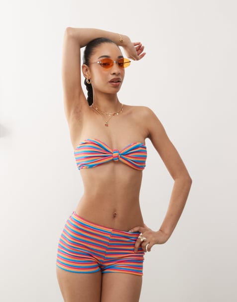 Reclaimed Vintage – Rödrandig bandeau-topp i frotté - view 1
