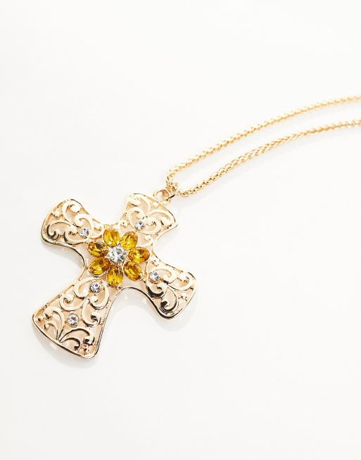 Square cross necklace sale