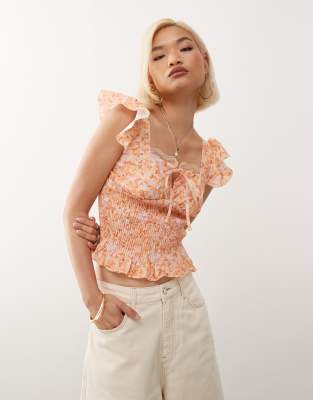 Reclaimed Vintage – Rosa, blommig prärietopp i cowgirl-stil - view 1