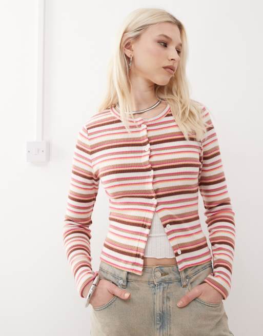 Reclaimed Vintage – Rosa, randig kofta