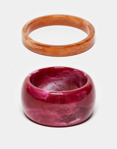 Reclaimed Vintage – Rote Armreifen im 2er-Pack - view 1