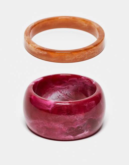 Reclaimed Vintage – Rote Armreifen im 2er-Pack