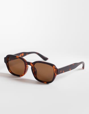 Reclaimed Vintage Rounded Square Sunglasses With Brown Lens