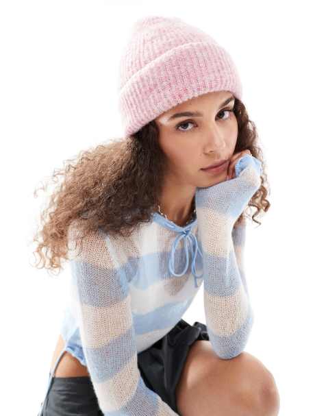 Reclaimed Vintage – Różowa czapka beanie z ozdobnym szwem - view 1