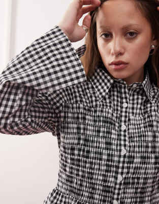 Reclaimed Vintage Ruched Cinched Shirt In Multi