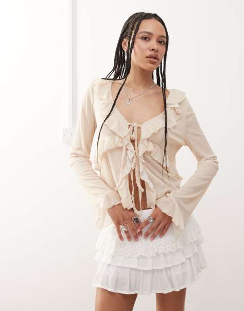 Reclaimed Vintage ruffle blouse in butter yellow - view 1