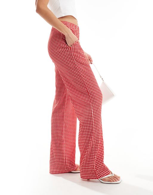 Reclaimed Vintage - Ruimvallende broek met rode gingham ruit, 5 van 5
