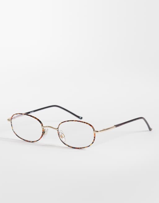 Reclaimed Vintage – Runde, mehrfarbige Unisex-Lesebrille mit Blaulichtfilter