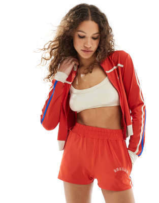 Reclaimed Vintage runner short co ord with side stripe in red ASOS