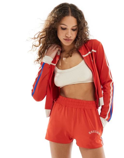Reclaimed Vintage runner shorts with side stripe in red (part of a set)