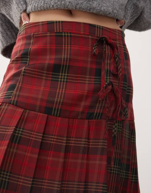 Reclaimed Vintage – Rutig, plisserad midikjol i kiltmodell, 4 av 5