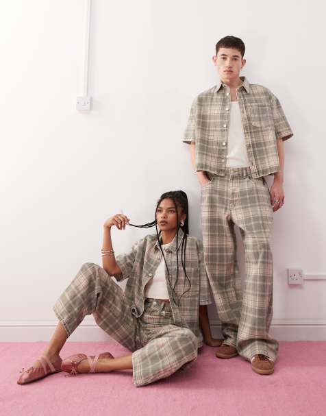 Reclaimed Vintage – Rutigt set i unisex-modell med boxig passform - view 1