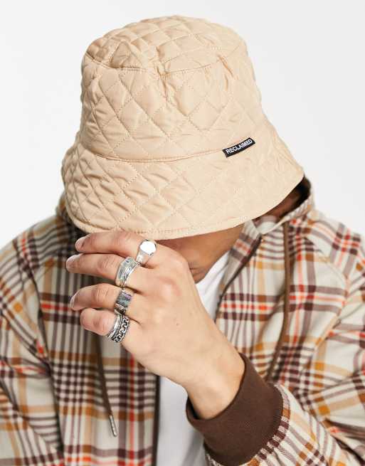Reclaimed Vintage – Sandfärgad kviltad solhatt av nylon i unisex-modell, 2 av 4