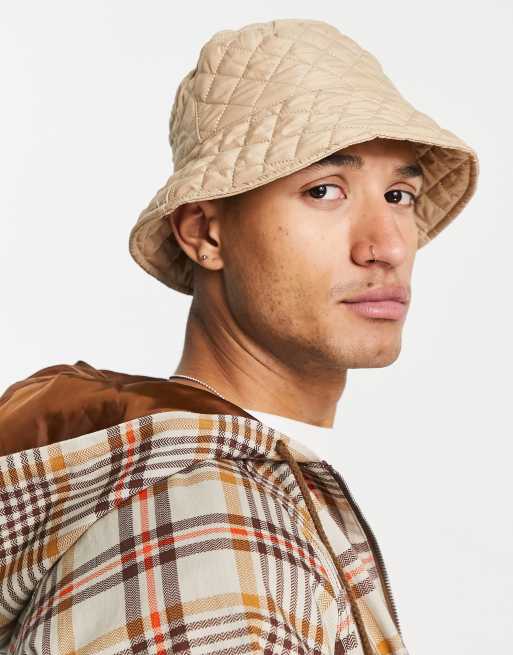 Reclaimed Vintage – Sandfärgad kviltad solhatt av nylon i unisex-modell, 4 av 4