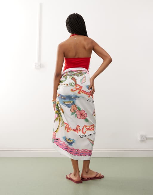 Reclaimed Vintage - Sarong og tørklæde med Amalfi-ferieprint, 3 af 3