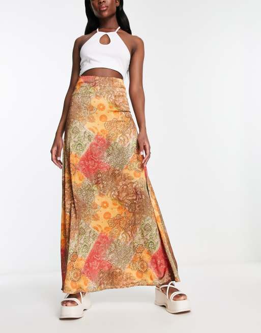 Vintage satin midi skirt deals