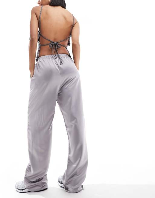 Satin tracksuit bottoms top