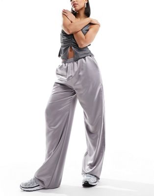 Reclaimed Vintage satin pull on trouser in silver - ASOS Price Checker