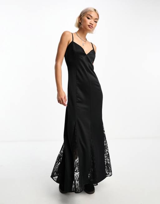 Asos black slip dress discount