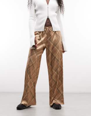 Reclaimed Vintage Satin Wide Leg Pants In Multi