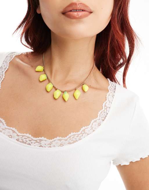 Reclaimed Vintage - Schakelketting in goudkleur met citroentjes