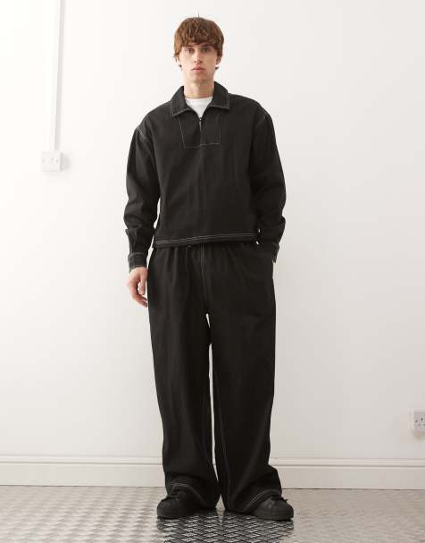 Reclaimed Vintage – Schlupfhose in Schwarz mit Taschen und Ziernaht - view 1